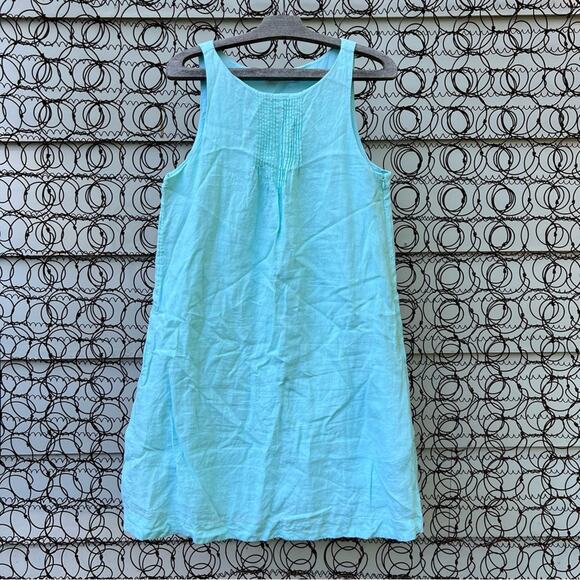 Vineyard Vines Linen Pintuck Cisco Swing Dress Ice Blue Size 6 - Picture 1 of 8